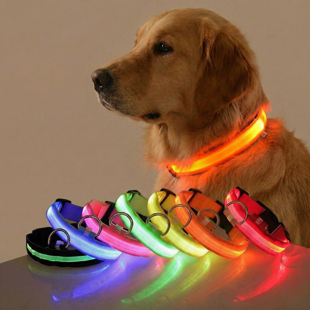 Premium LED Safety Dog Collar – High-Visibility Glow-in-the-Dark Night Walking Collar, Adjustable & Durable for Small to Large Dogs