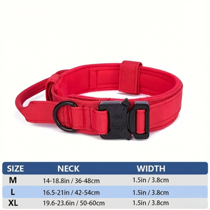 Tactical Dog Collar with Control Handle & Quick-Release Metal Buckle – Heavy Duty Adjustable Nylon for Medium & Large Dogs