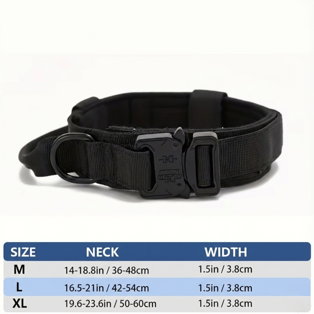 Tactical Dog Collar with Control Handle & Quick-Release Metal Buckle – Heavy Duty Adjustable Nylon for Medium & Large Dogs
