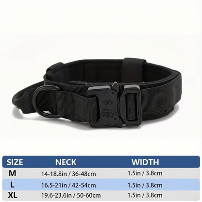 Tactical Dog Collar with Control Handle & Quick-Release Metal Buckle – Heavy Duty Adjustable Nylon for Medium & Large Dogs