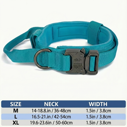 Tactical Dog Collar with Control Handle & Quick-Release Metal Buckle – Heavy Duty Adjustable Nylon for Medium & Large Dogs